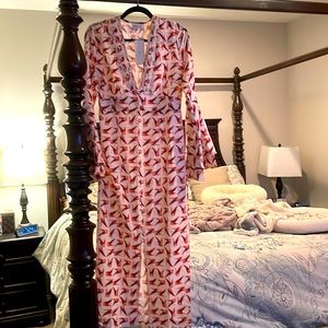 Size 10, midi dress with geometric design. Bell sleeves. Brand new.